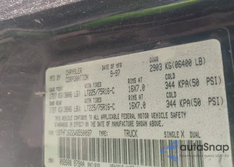 1998 Dodge Ram 1500 St from USA, damaged, VIN 1B7HF16Z2WS550097